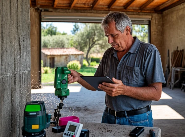 Expert Azur Bati 83 analysant la structure d'un garage à Fréjus pour conversion logement, travaux 83