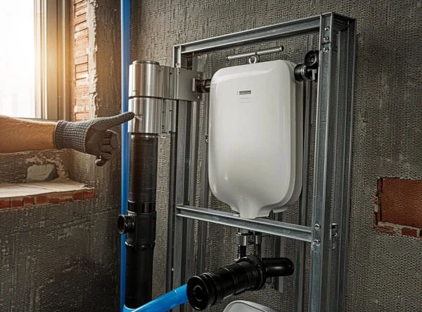 Schéma technique bloc chasse wc suspendu installation gros œuvre Var