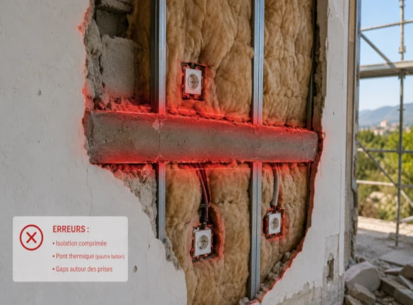 Visualisation des erreurs courantes en isolation comme les ponts thermiques et phoniques